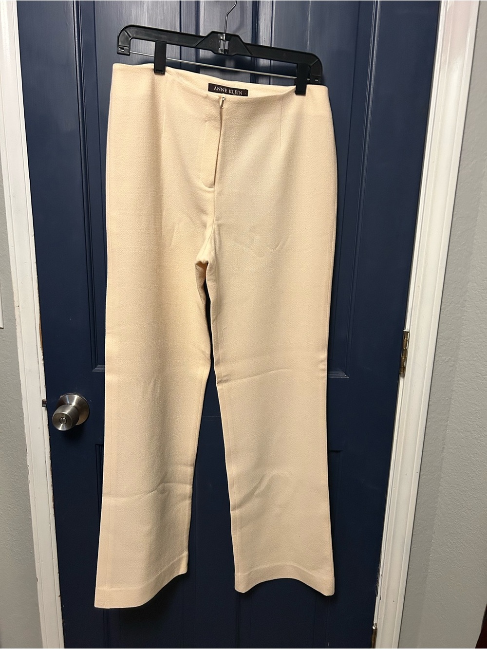 Anne Klein Cream Wool Boot-Cut Ponte Trousers
